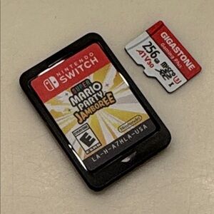 Nintendo Switch Super Mario Party Jamboree 256gb Sandisk Micro Card SD Bundle
